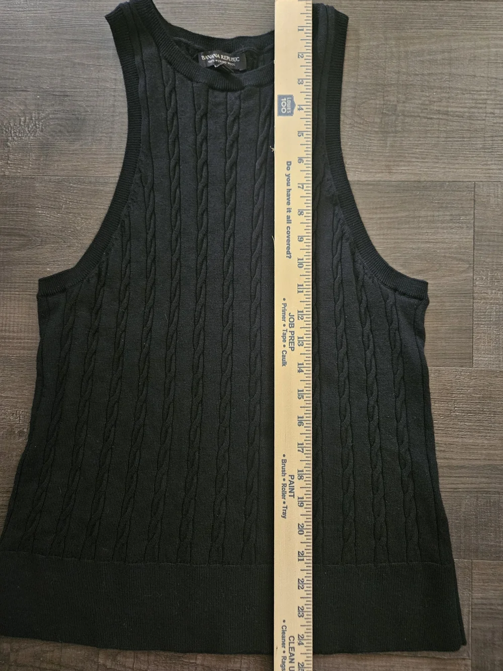 Banana Republic 100% Merino Wool Cable-Knit Sweater Tank Vest - Black Size XL